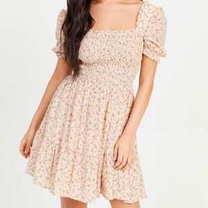 Alter’d State Beige Mini Dress with Flowers (Lightly Worn)
